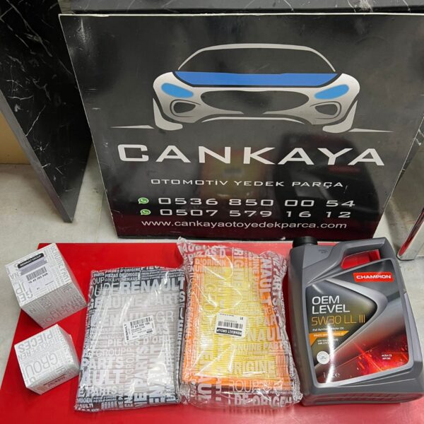Renault Megane Orijinal Mais Filtre Bakım Seti + Champion 5 Litre 5W-30 Motor Yağı