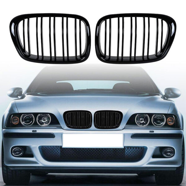 BMW 5 Serisi E39 1996-2003 Mat Siyah Çift Çıtalı Ön Panjur Seti