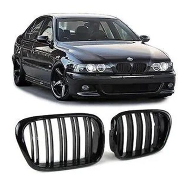 BMW 5 Serisi E39 1996-2003 Piano Black Siyah Çift Çıtalı Ön Panjur Seti