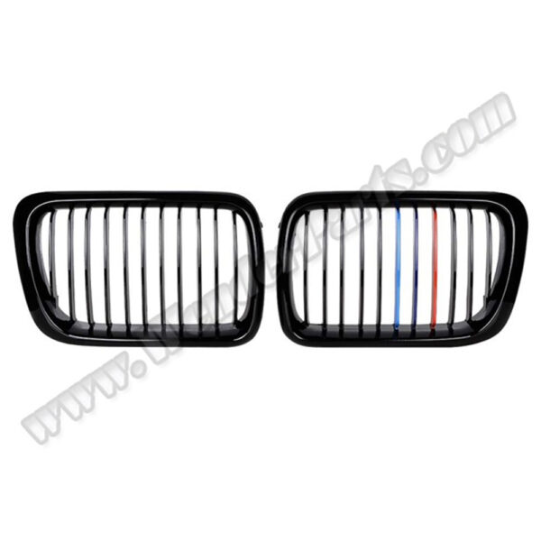 BMW 3 Serisi E46 1998-2001 M Renkli Sedan Kasa Uyumlu Piano Black Siyah Ön Panjur Seti