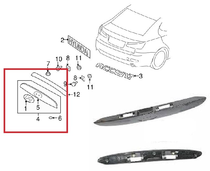 org_636921595793511448 Hyundai Arka Bagaj Plaka Üst Bakalit Accent Era (2006 ve Sonrası) - Görsel 1