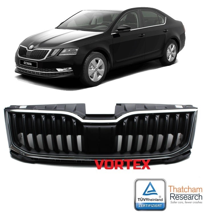org_637160853869243086 Skoda Ön Panjur (Kromlu- Piano Black) Octavia (2017 ve Sonrası) - Görsel 1