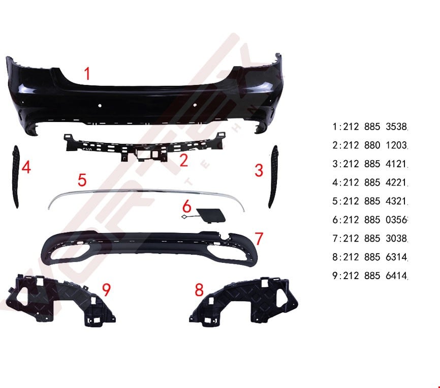 org_638305862202062179 Mercedes-Benz Arka Tampon Set (Amg) W212 (2013 ve Sonrası) - Görsel 1