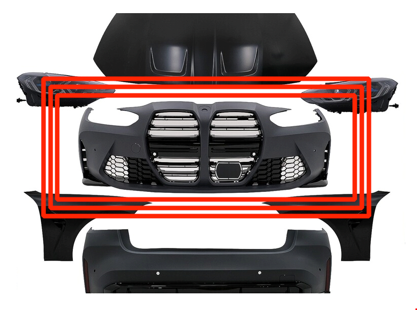 org_638797164421992284 BMW G20-G80 M3 DÖNÜŞÜM İÇİN ÖN TAMPON SETİ (PANJURLU) - Görsel 1