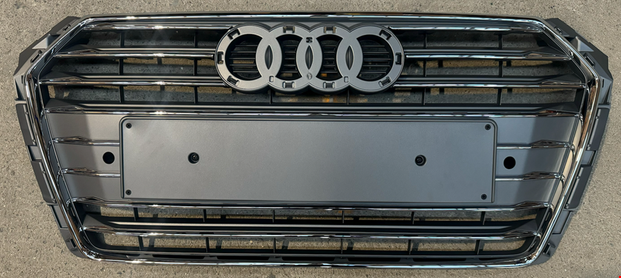 org_638989983459923416 AUDİ ÖN PANJUR KROMLU (MAT GRİ-BÜYÜK PLAKA) A4 2017- - Görsel 1